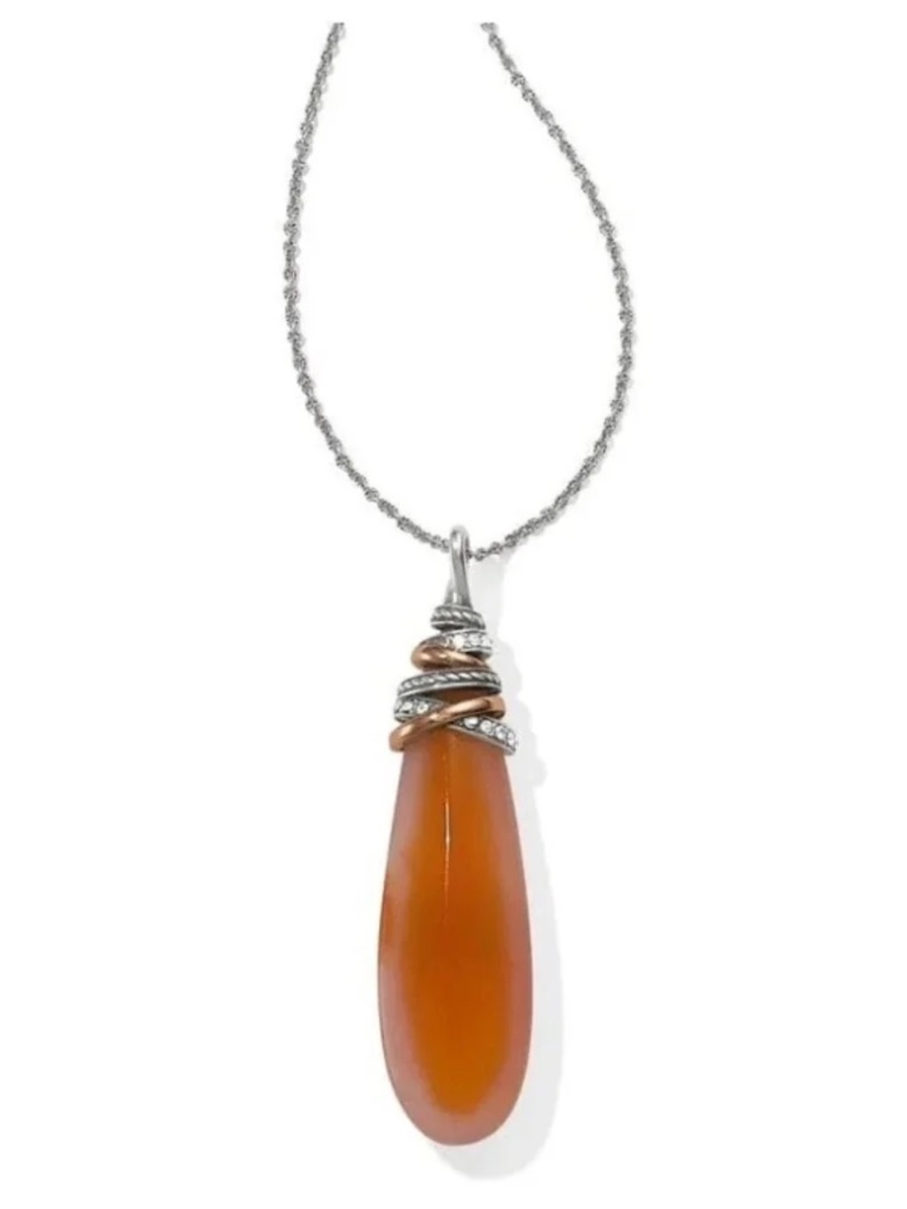 🧡🆕 Brighton Neptune’s Ring Pyramid Carnelian Necklace NWT Orange Agate